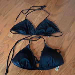 Victoria’s Secret PINK black bikini tops, M